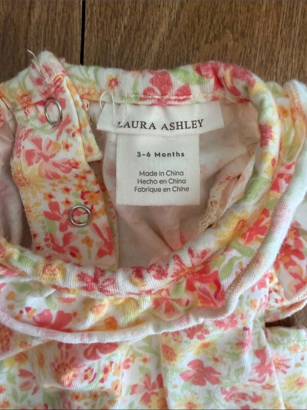 Laura Ashley Coral and Yellow Floral Baby Romper